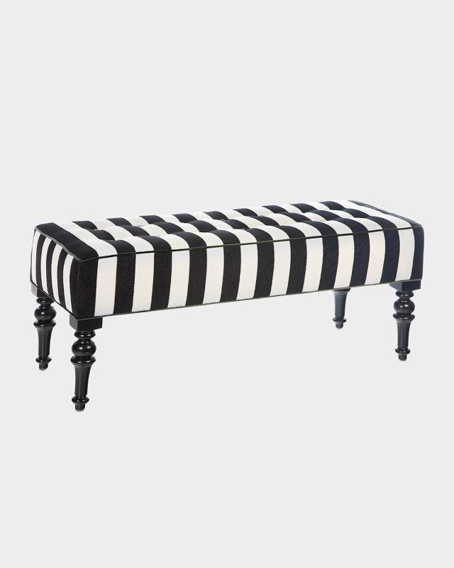 Marquee Black Stripe Chenille Upholstered Bench